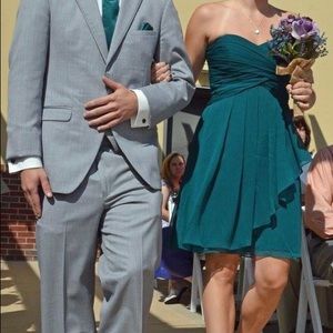 David’s bridal deep turquoise strapless dress